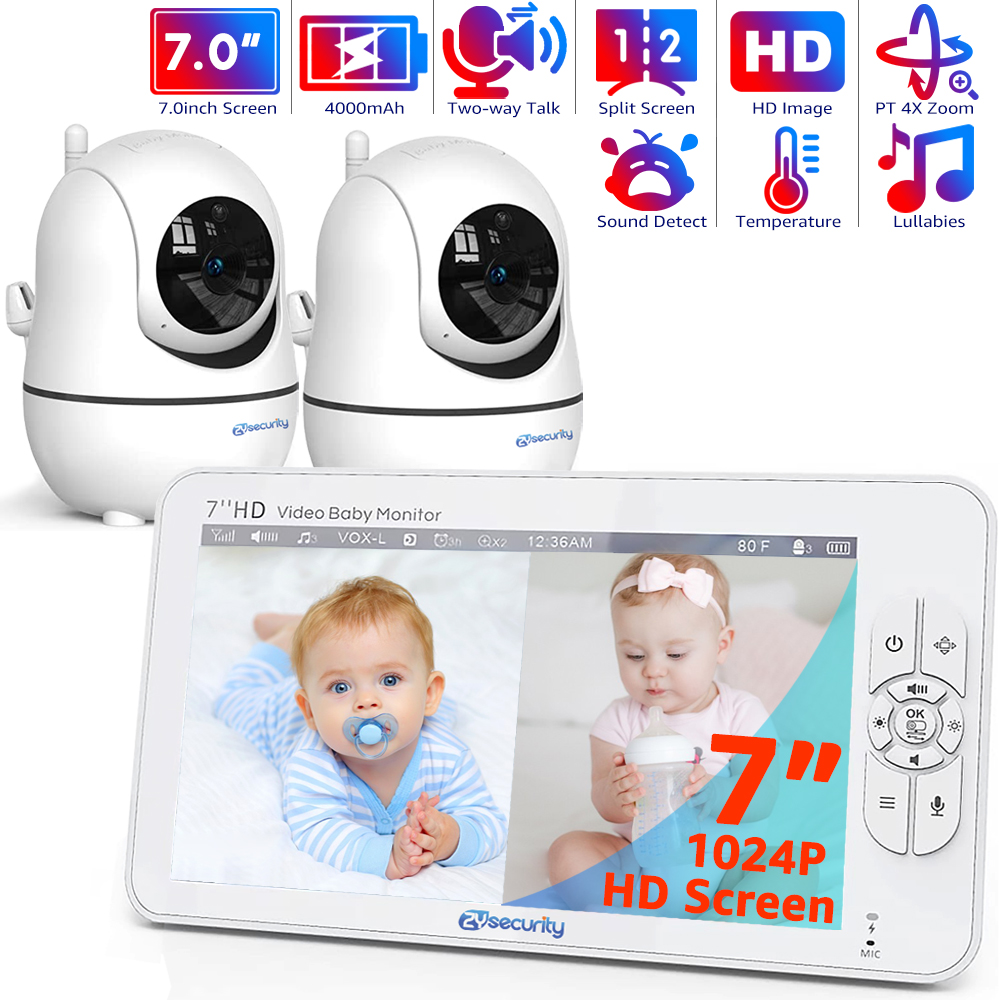 Smart Home Battery Camera - 7,0-calowa niania wideo HD z dzielonym