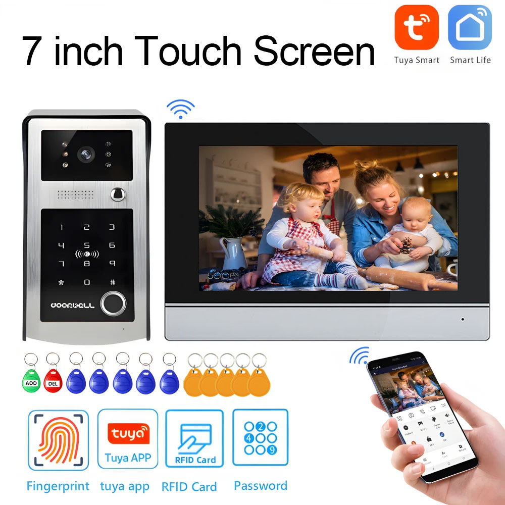 Smart Home Video Doorbell Enhanced Security With Smart Doorbell - Zestaw wideodomofonu WiFi Tuya z 7-calowym
