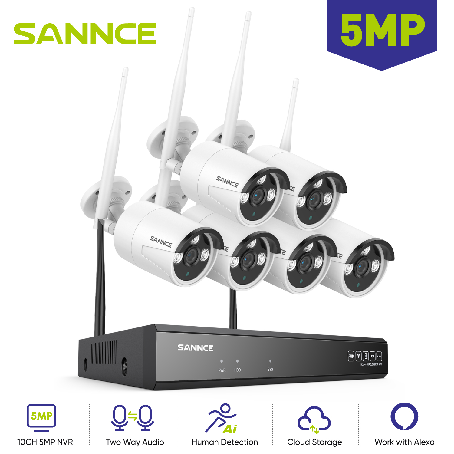SANNCE 6 szt. 5MP kamera Wifi  – Smart Home Outdoor Camera recenzja i cena